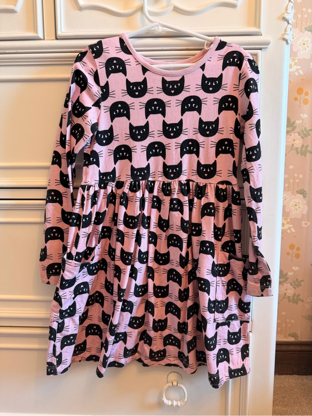 Hanna Anderson Girls Black Cat Dress